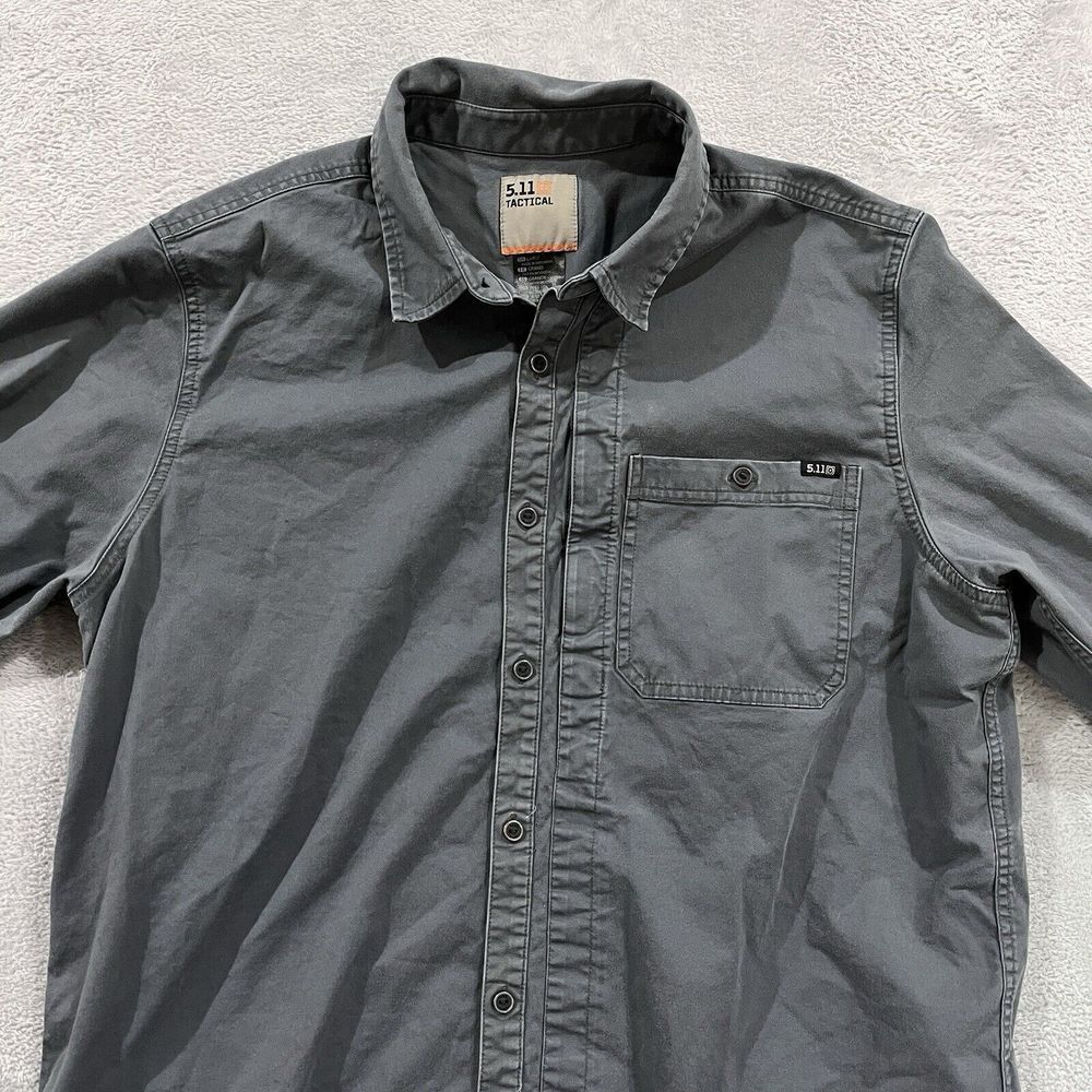 511 Tactical Shirt Heavy Duty Mens L Gray Snap Up Cotton Shacket Workwear - Picture 2 of 9